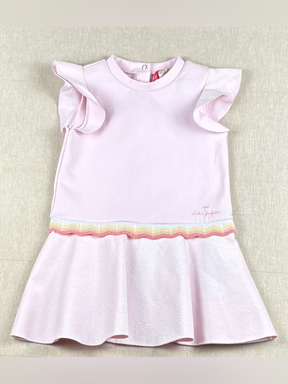 NWT Lili Gaufrette Gelia Pink Ruffle Dress 18M California Summer France